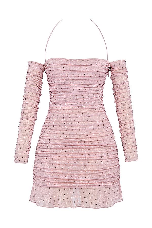 Estella  soft pink crystallised dress Product Image
