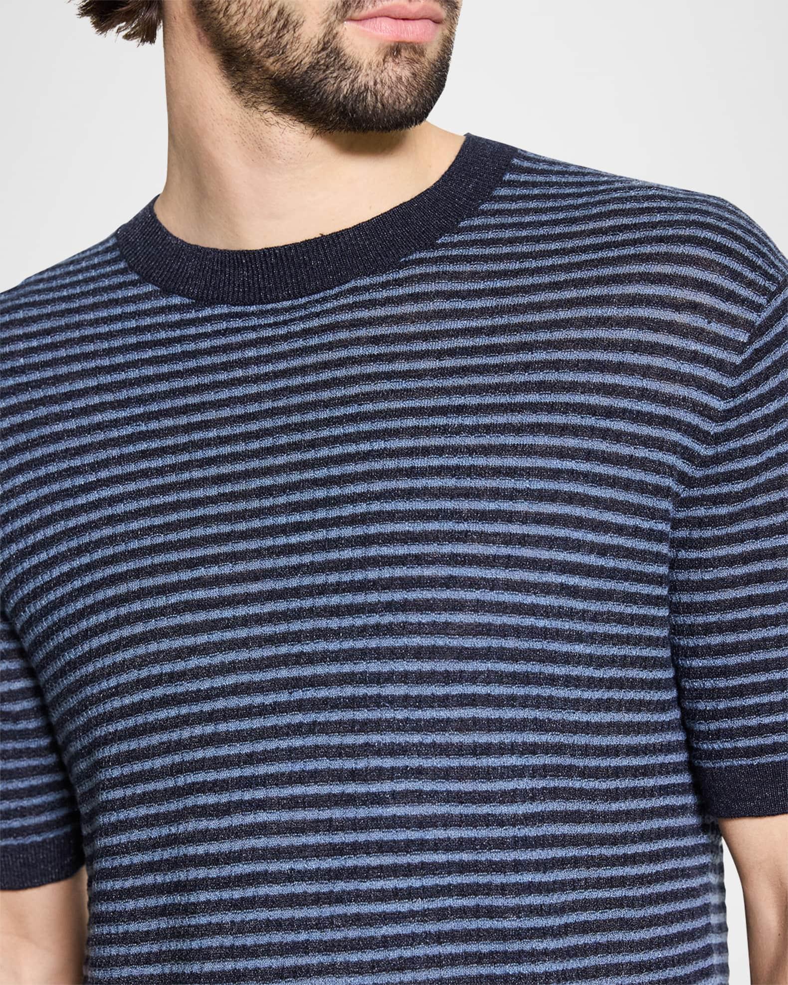 Men's Stripe Knit Short-Sleeve Crewneck Sweater Product Image