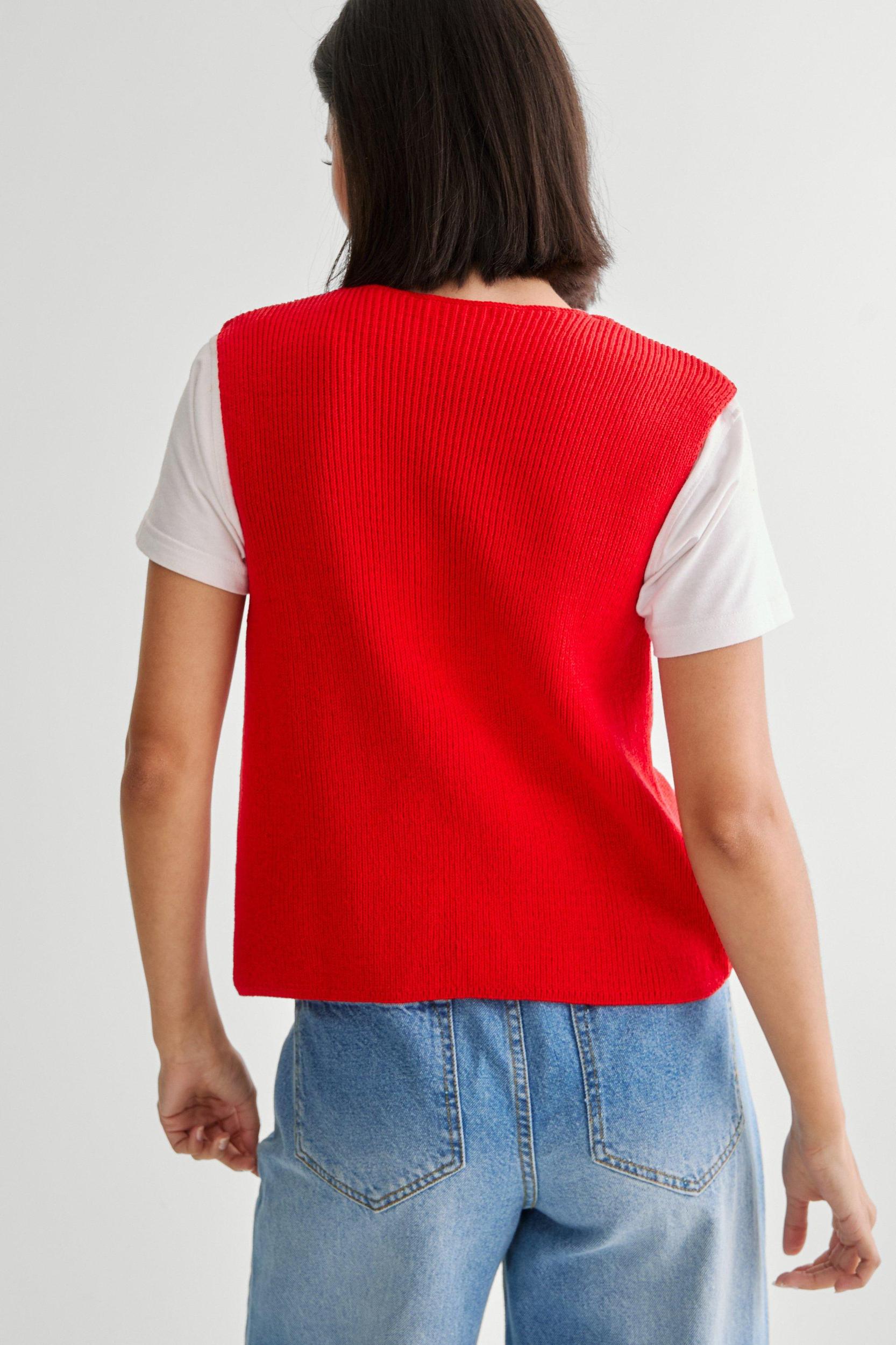Knitted Tie Front Vest Product Image