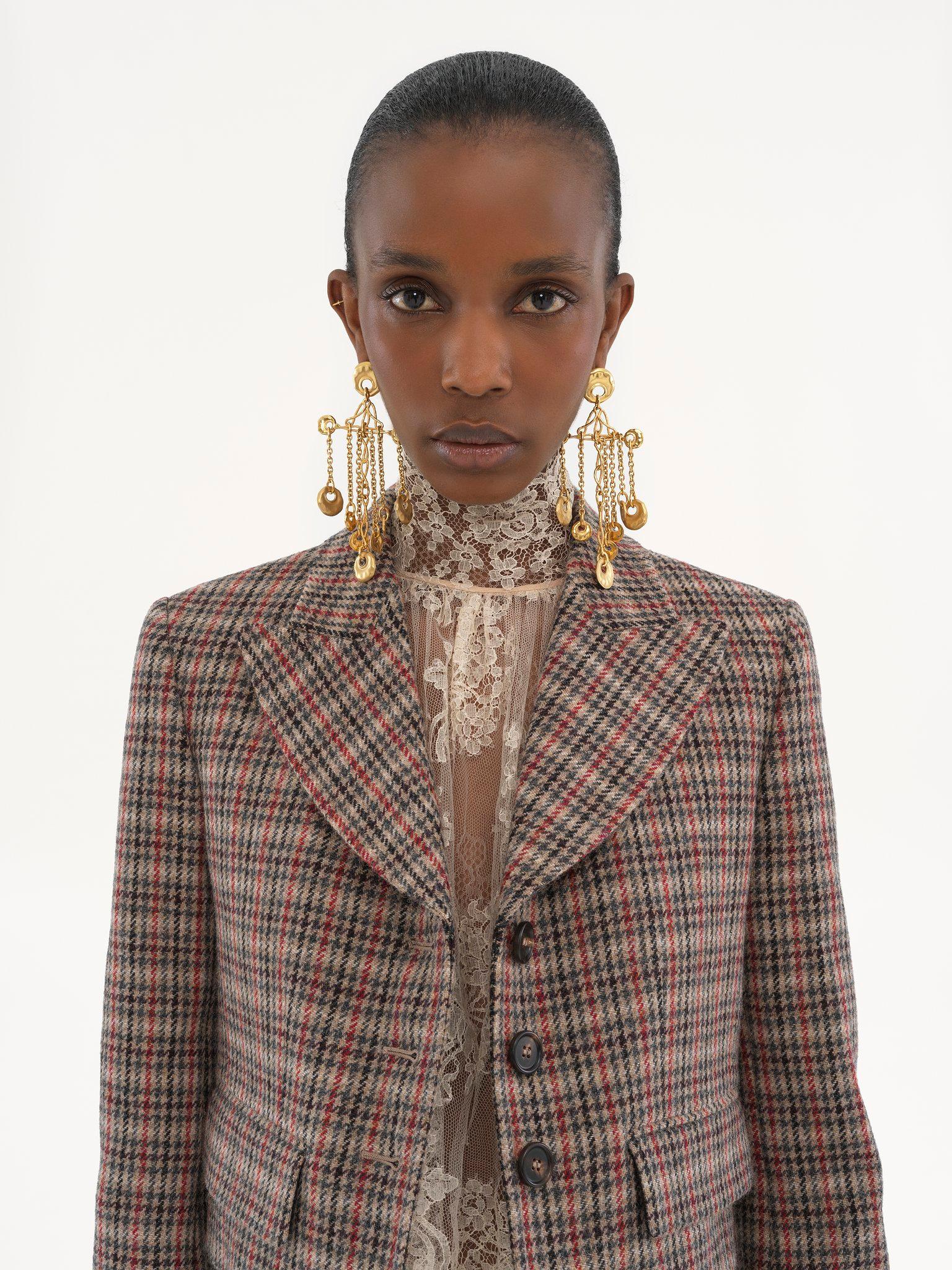 Cropped Spencer jacket in houndstooth wool Product Image