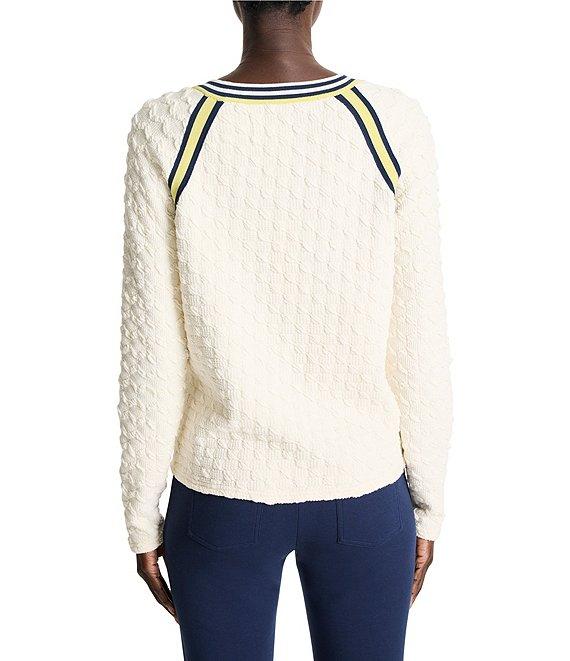 NIC + ZOE Tipped Texture Cable Knit Round Neck Long Sleeve Sweater Product Image