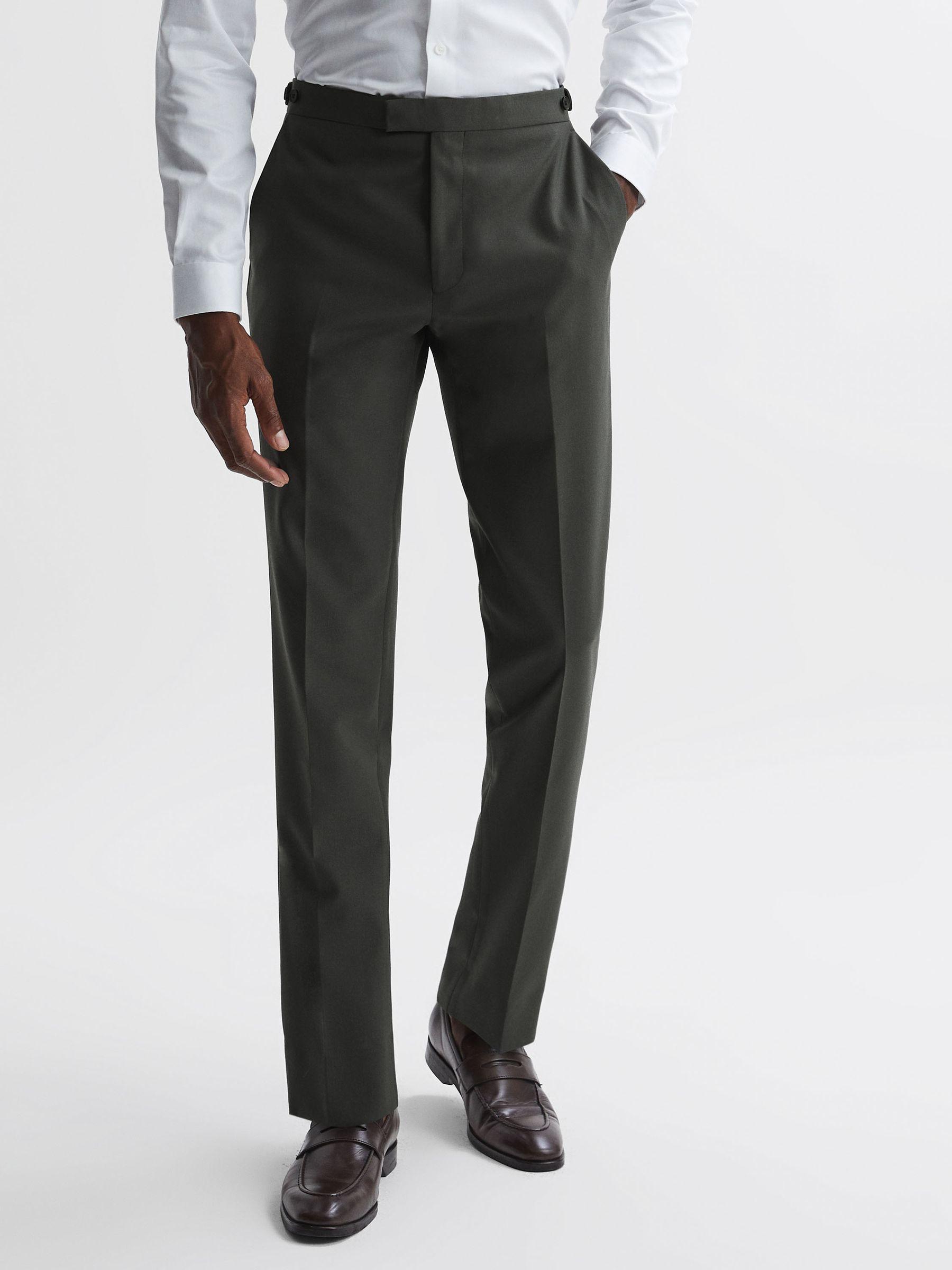 Slim Fit Wool Trousers in Forest Green Product Image