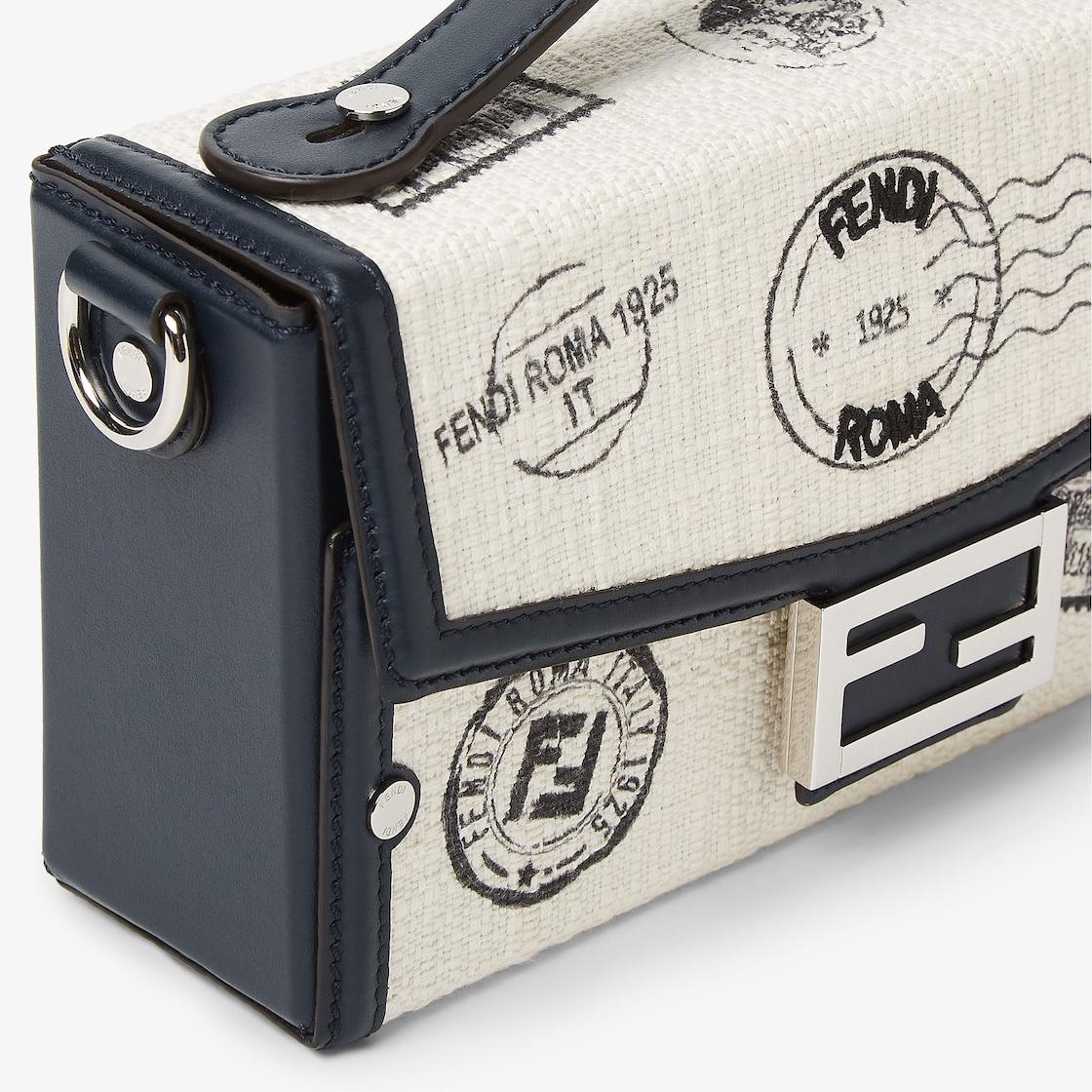 Soft Trunk BaguetteWhite canvas printed bag Product Image