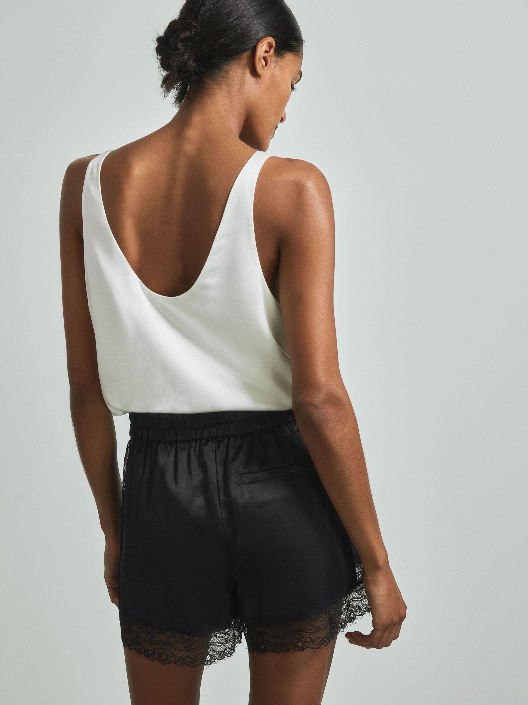 Atelier Silk Lace Trim Shorts in Black Product Image