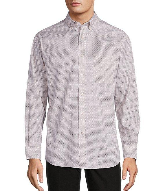 Gold Label Roundtree & Yorke Non-Iron Long Sleeve Geometric Print Poplin Sport Shirt Product Image