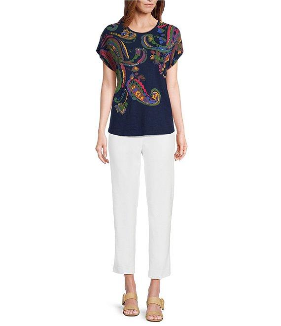 Investments Multi Paisley Short Sleeve Novelty Crew Neck Top Product Image
