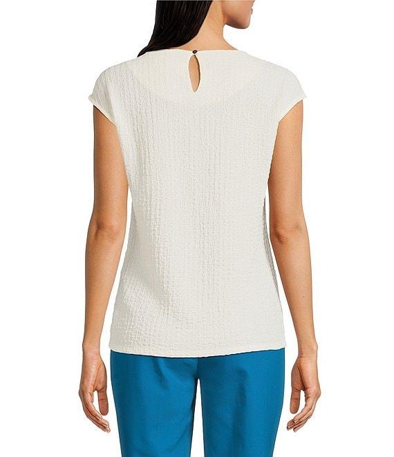 Calvin Klein Textured Crew Neck Cap Sleeve Blouse Product Image