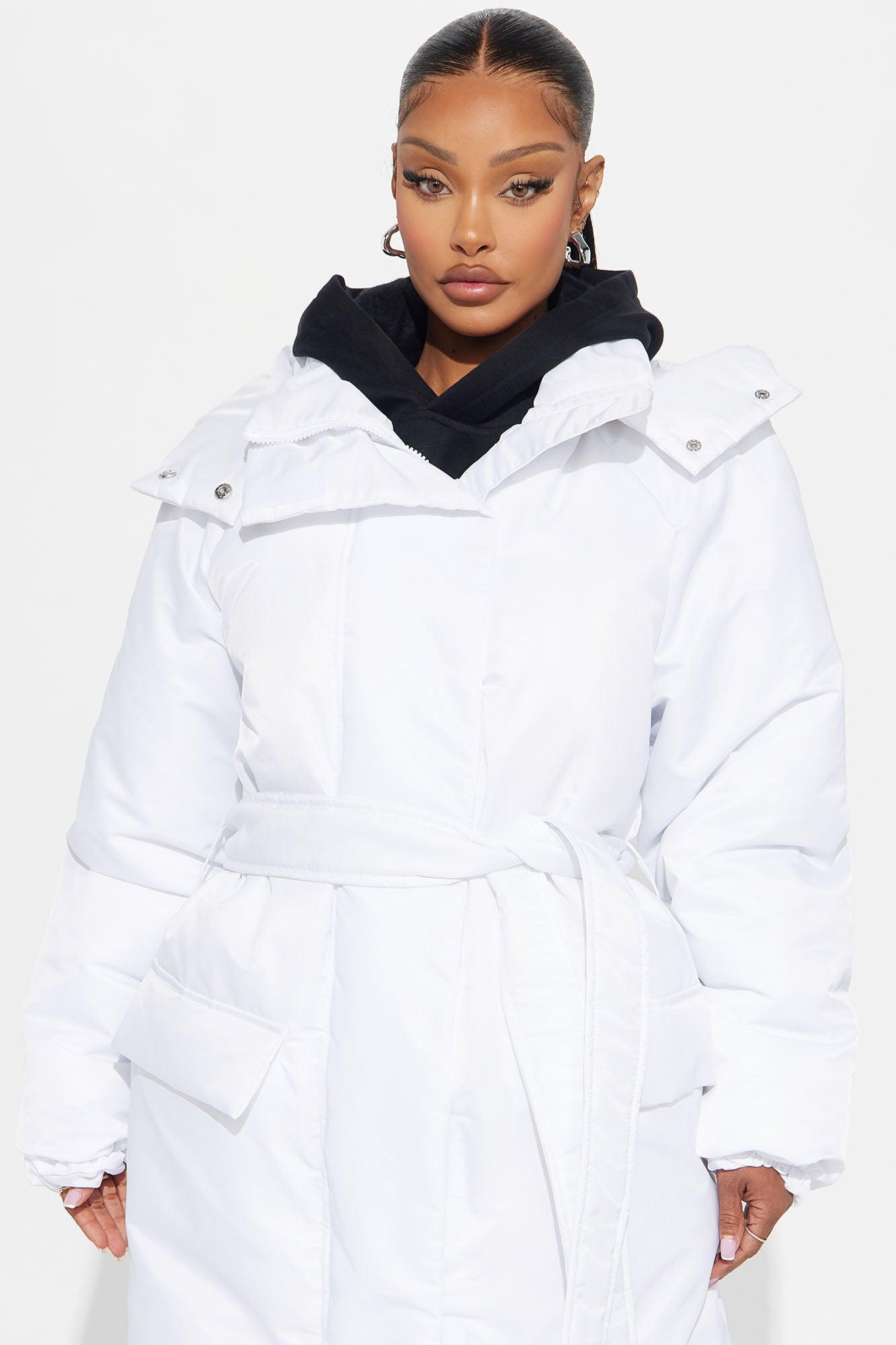 Got It On Her Own Puffer Trench - White Product Image