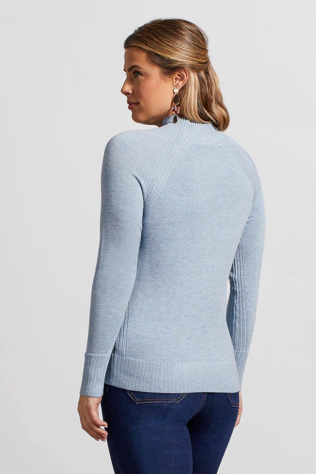 Combo Rib Funnel Neck Sweater - Heather Bluestone Product Image