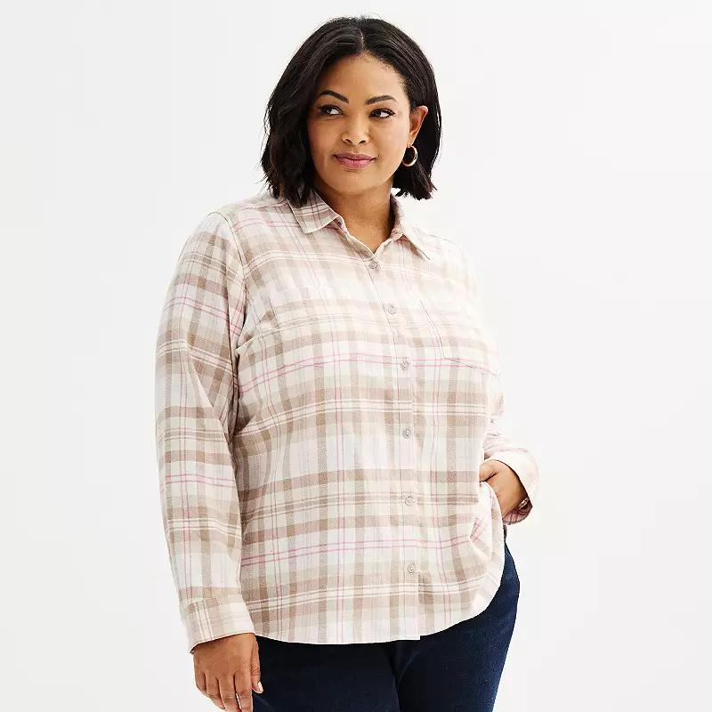 Plus Size Croft & Barrow® The Extra Soft Plaid Flannel Shirt, Women's, Size: 4XL, Purple Fall Plaid Product Image