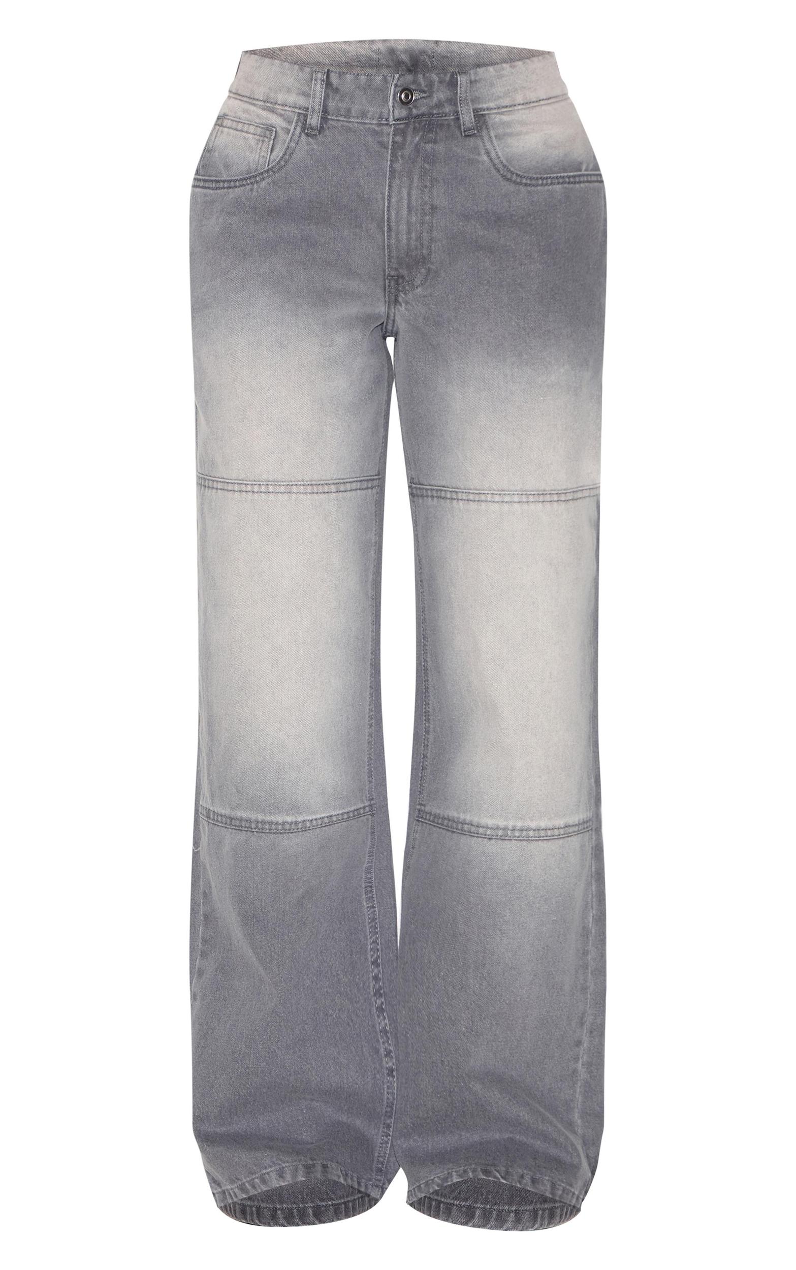  Grey Seam Detail Straight Leg Jeans Product Image